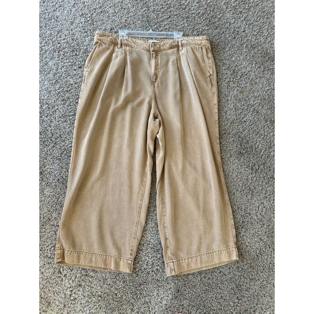 Lane Bryant Womens Mid-Rise Wide Leg Tan Pants Size 20 Casual Relaxed Fit